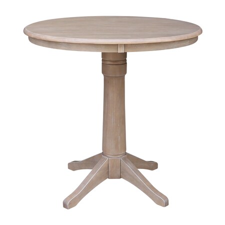 International Concepts Round 36 in Round Top Pedestal Table, 34.9 inH, Washed Gray Taupe, 36 in W, 36 in L, 35.9 in H K09-36RT-27B-6B